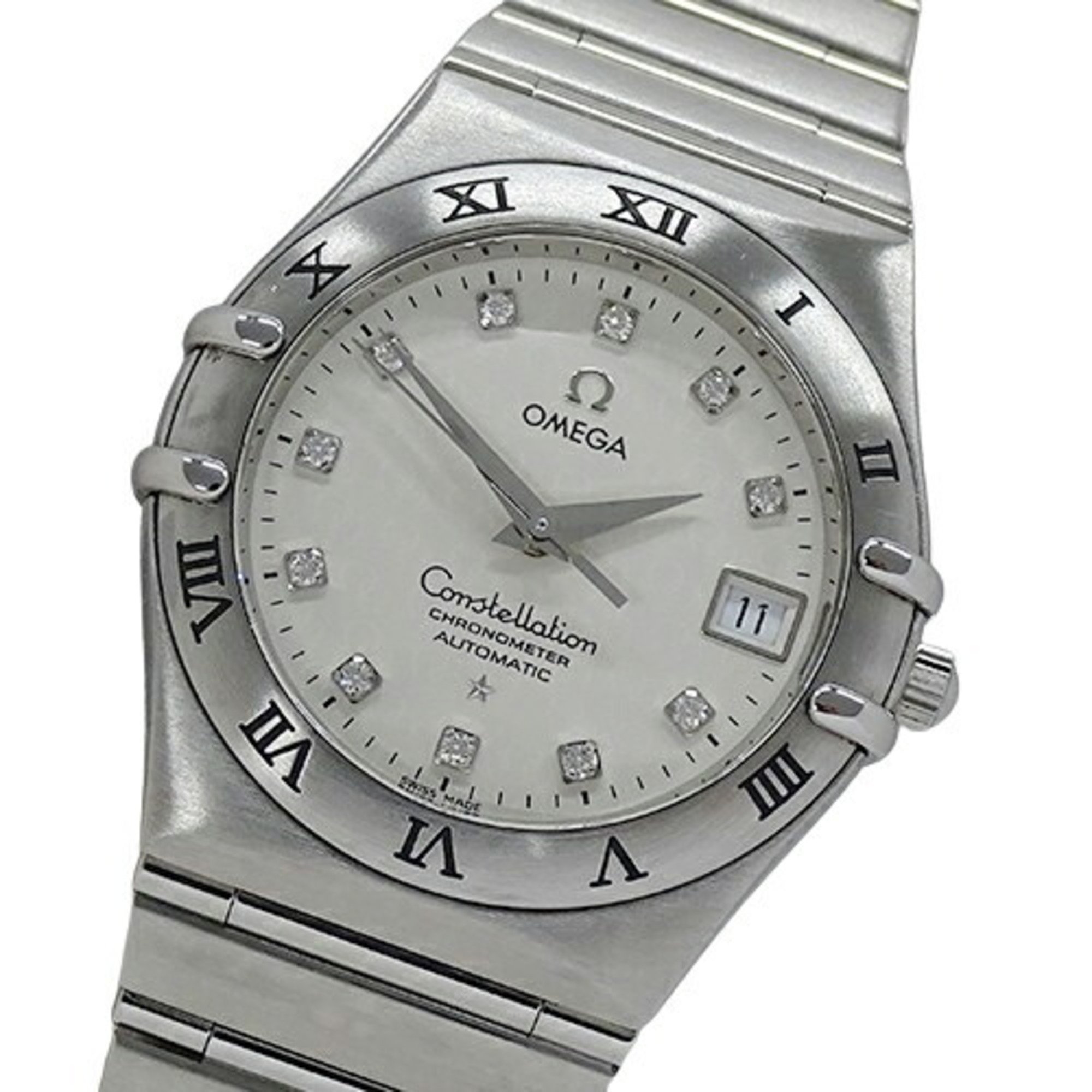 OMEGA Constellation 1504.35 Watch Men's 50th Anniversary 11P Diamond Date Automatic AT Stainless Steel SS Silver White Polished