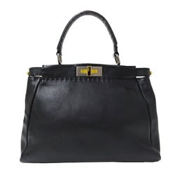 FENDI Women's Handbag Selleria Leather Peekaboo Medium Black 8BN226