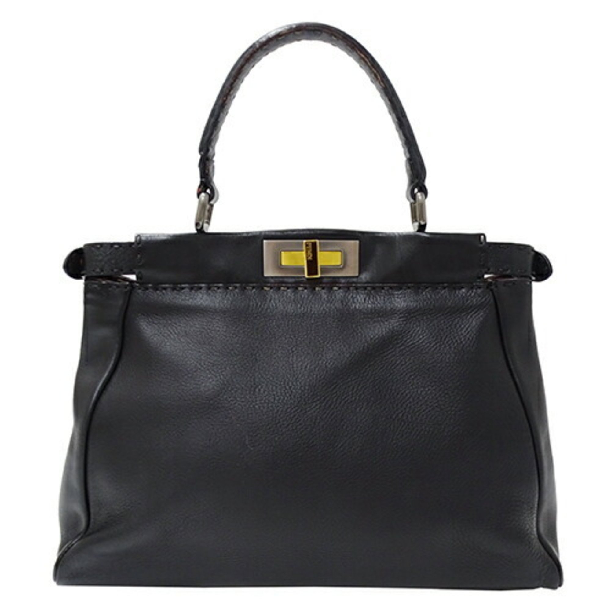 FENDI Women's Handbag Selleria Leather Peekaboo Medium Black 8BN226