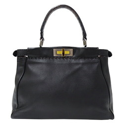 FENDI Women's Handbag Selleria Leather Peekaboo Medium Black 8BN226