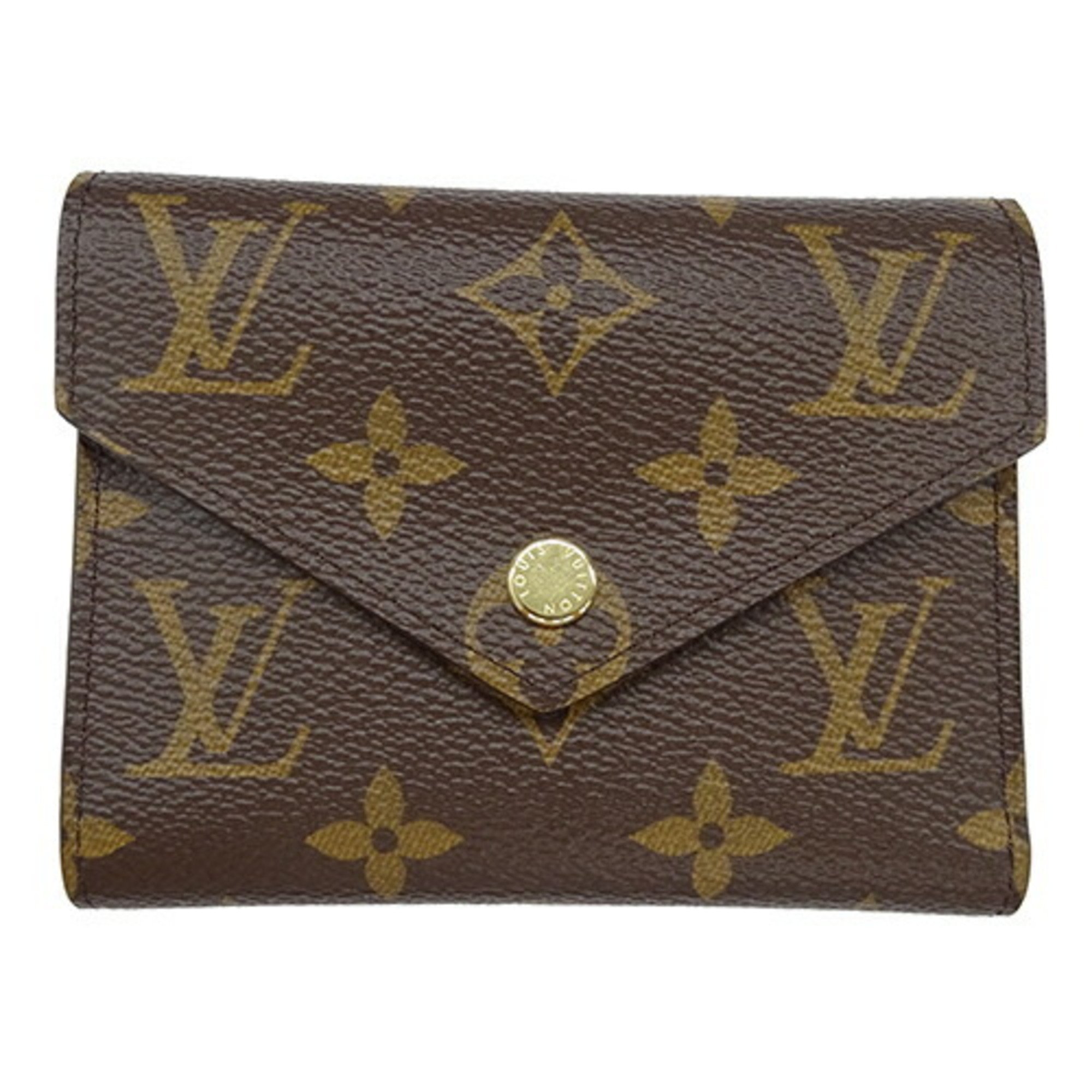 Louis Vuitton LOUIS VUITTON Wallet Monogram Women's Tri-fold Canvas Portefeuille Victorine M62472 IC Chip Compact