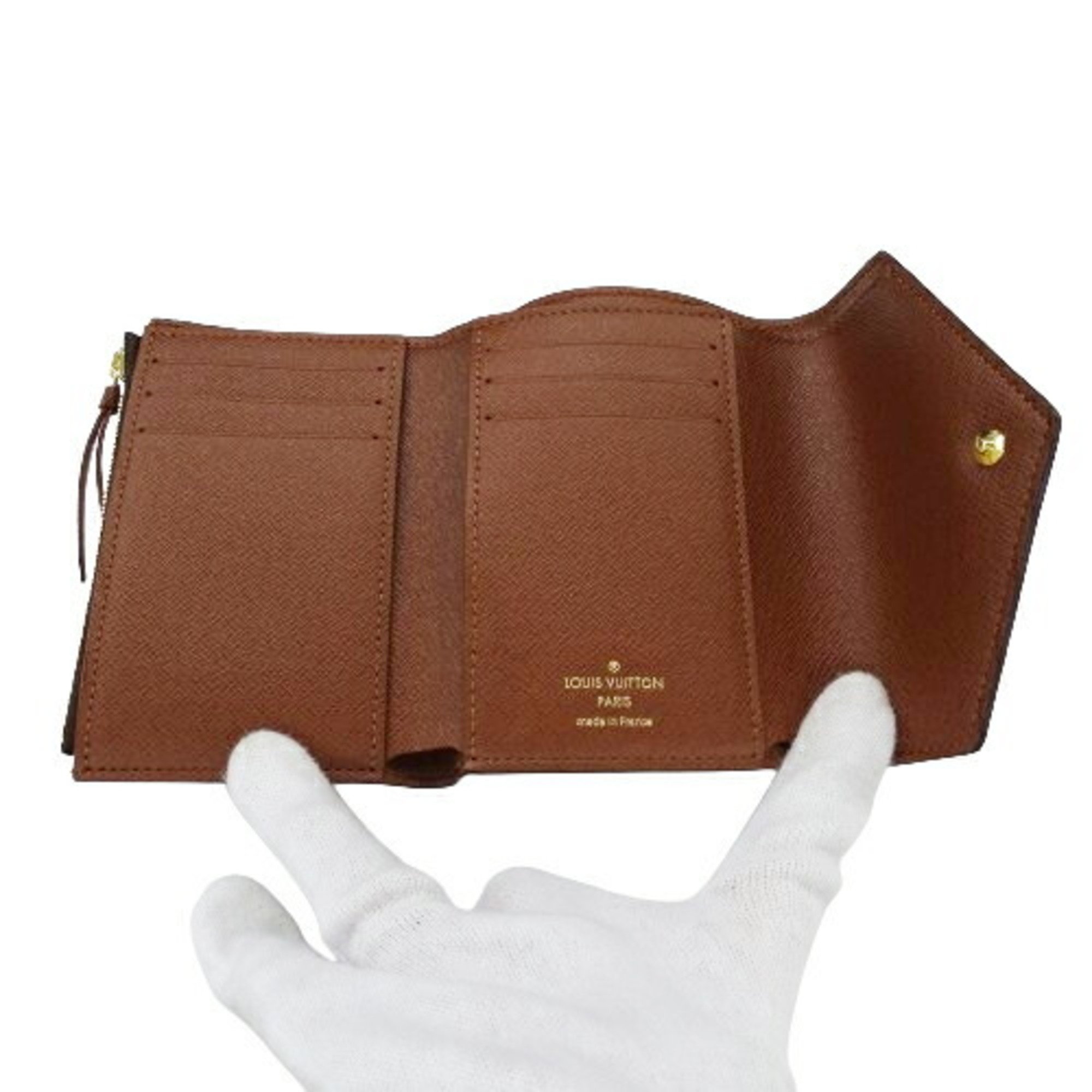 Louis Vuitton LOUIS VUITTON Wallet Monogram Women's Tri-fold Canvas Portefeuille Victorine M62472 IC Chip Compact