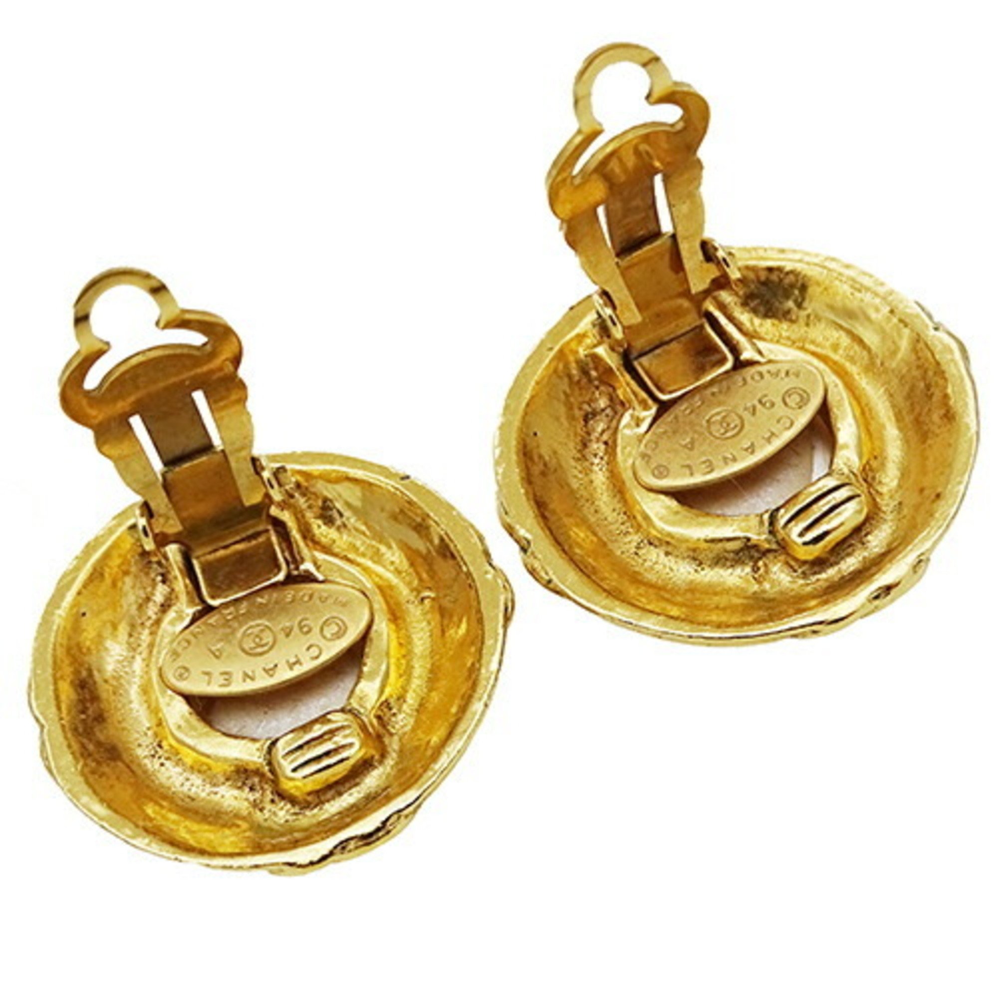 CHANEL Earrings Coco Mark Ladies Gold Faux Pearl