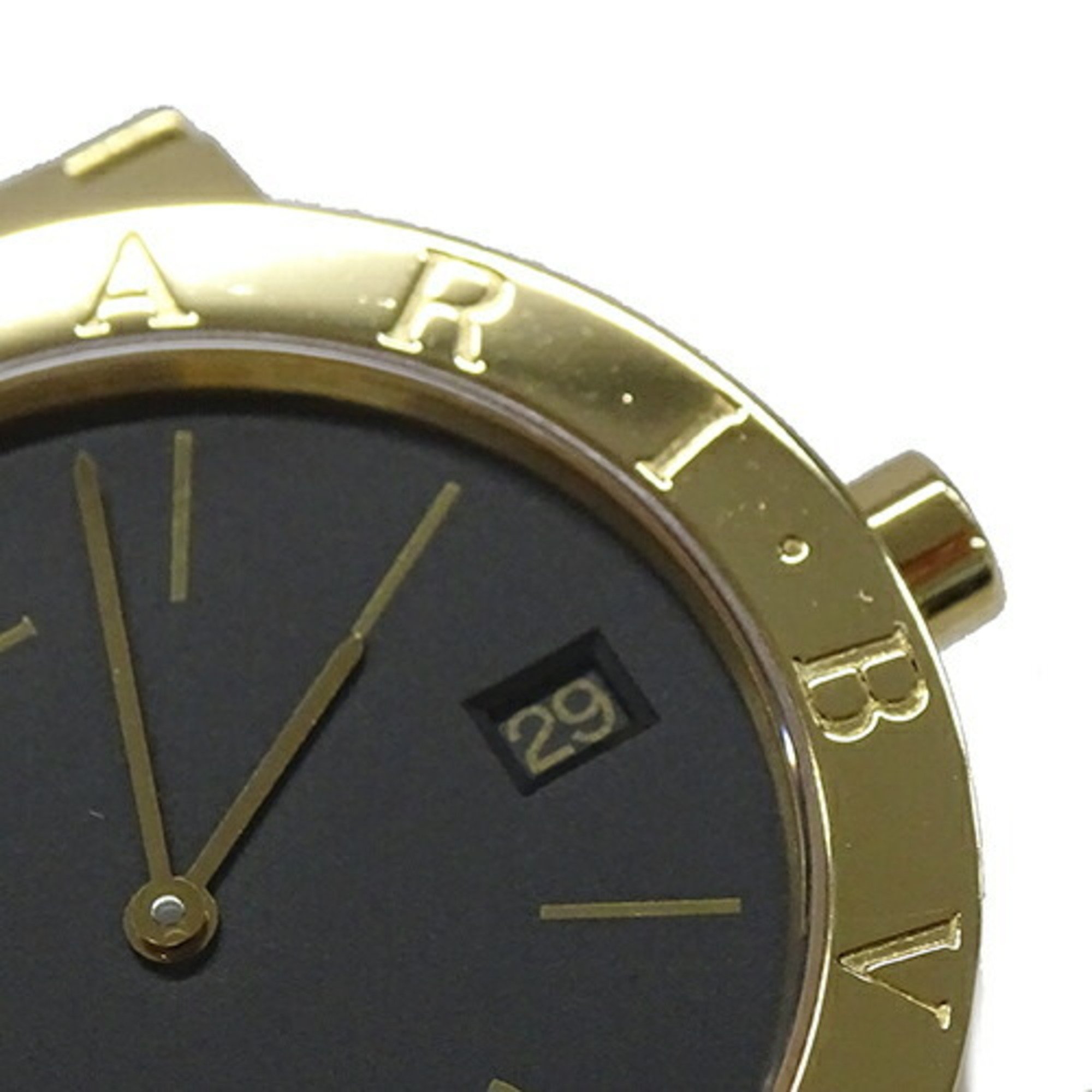 BVLGARI Watch for Boys Date Quartz 750YG Solid Gold BB33GGD Black Round Polished