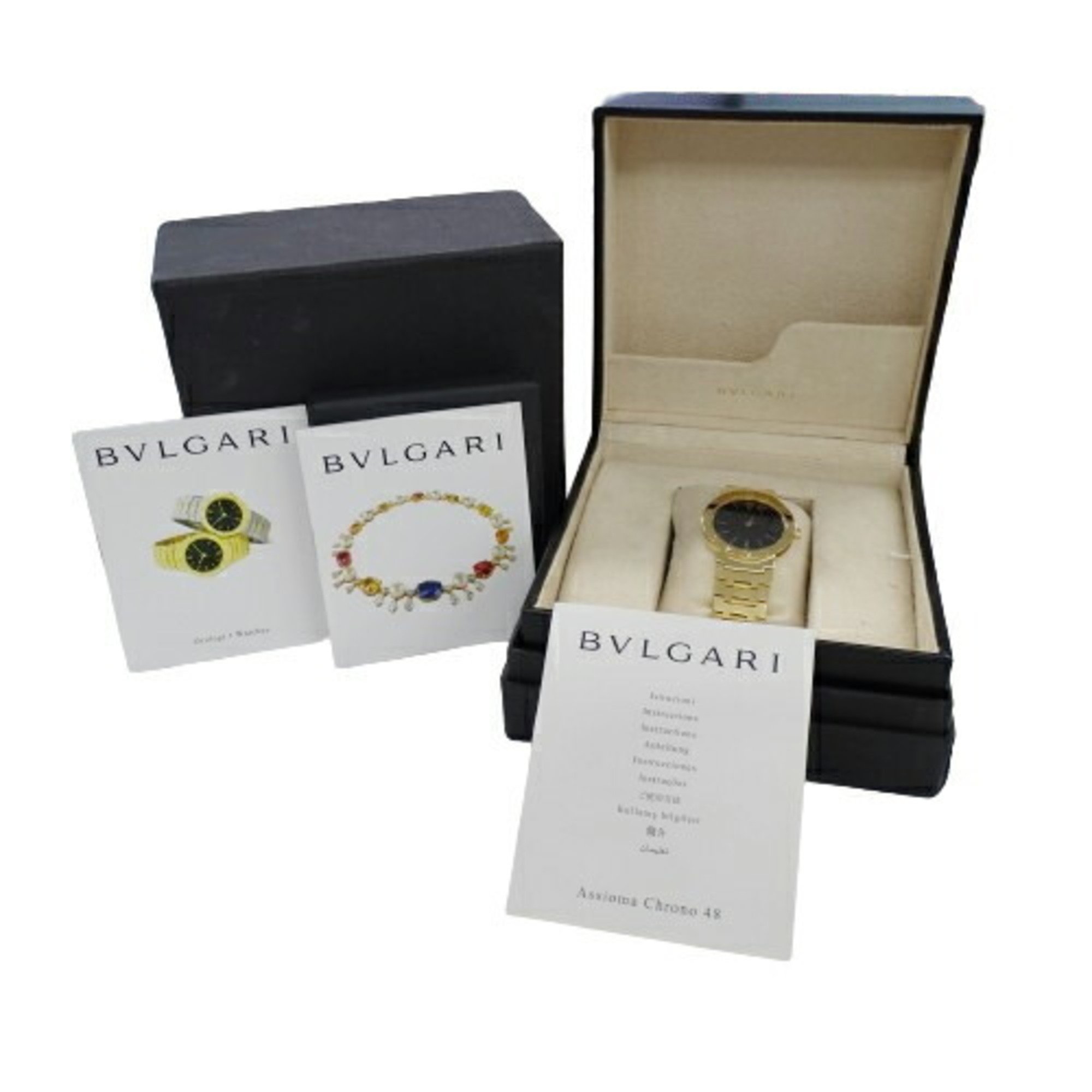 BVLGARI Watch for Boys Date Quartz 750YG Solid Gold BB33GGD Black Round Polished