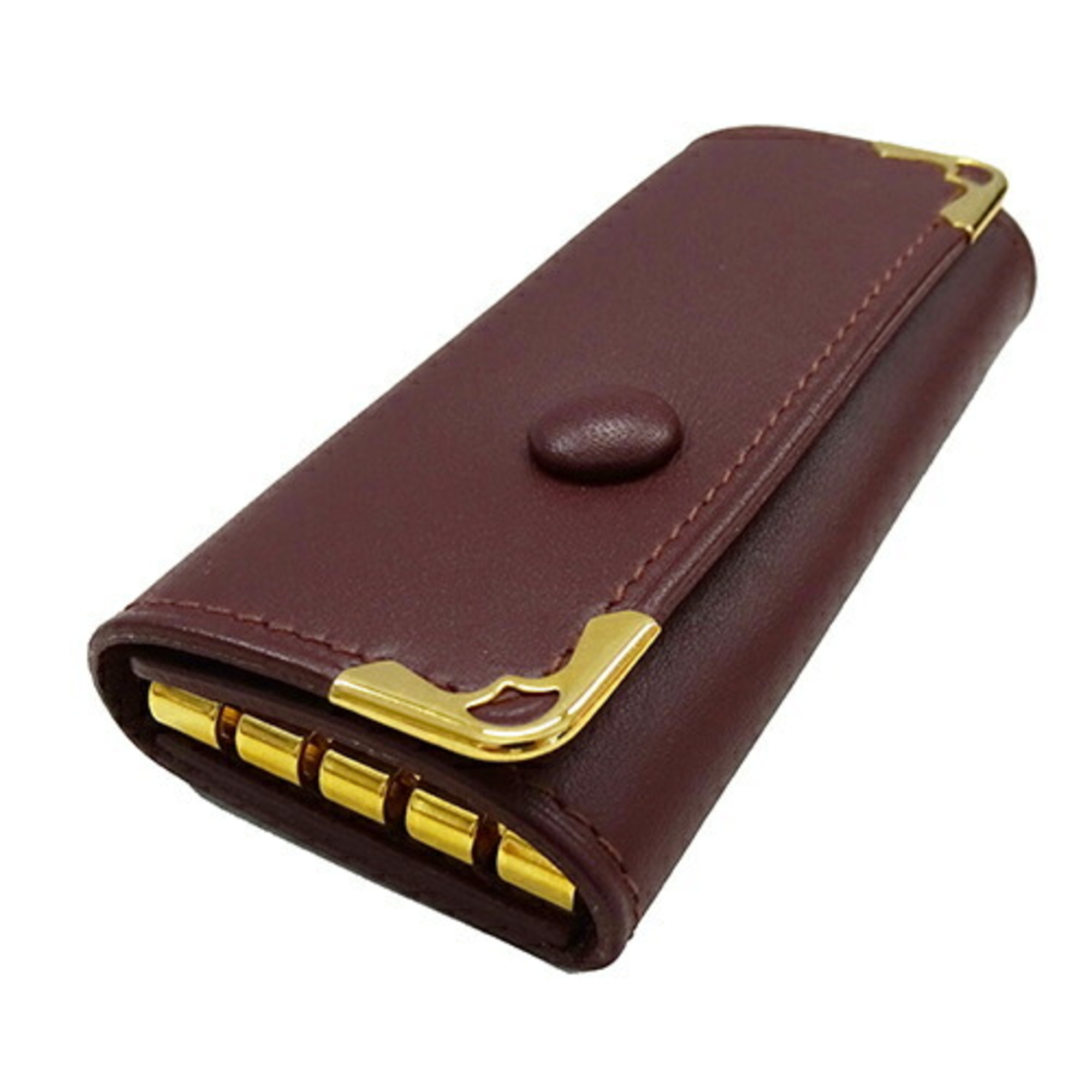 Cartier Key Case for Women and Men, Must-have Leather, Bordeaux Brown, 4-Key Case, Compact