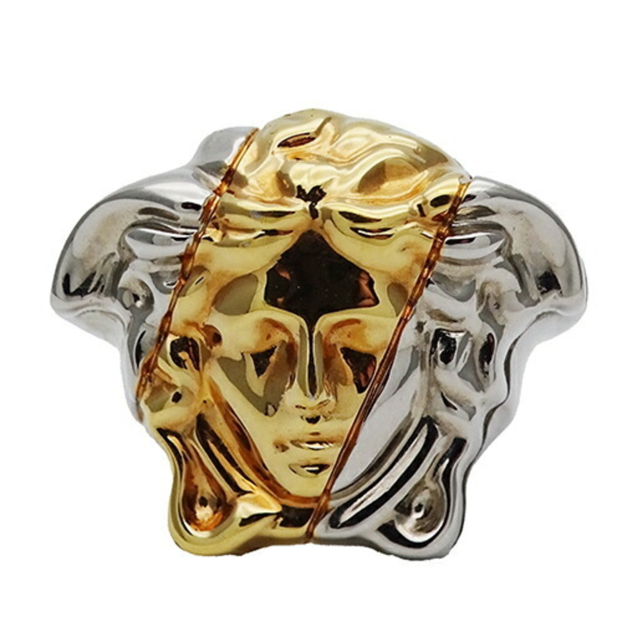 Versace VERSACE Ring Men's Medusa Palazzo Gold Silver Size 17 Heavy Impact