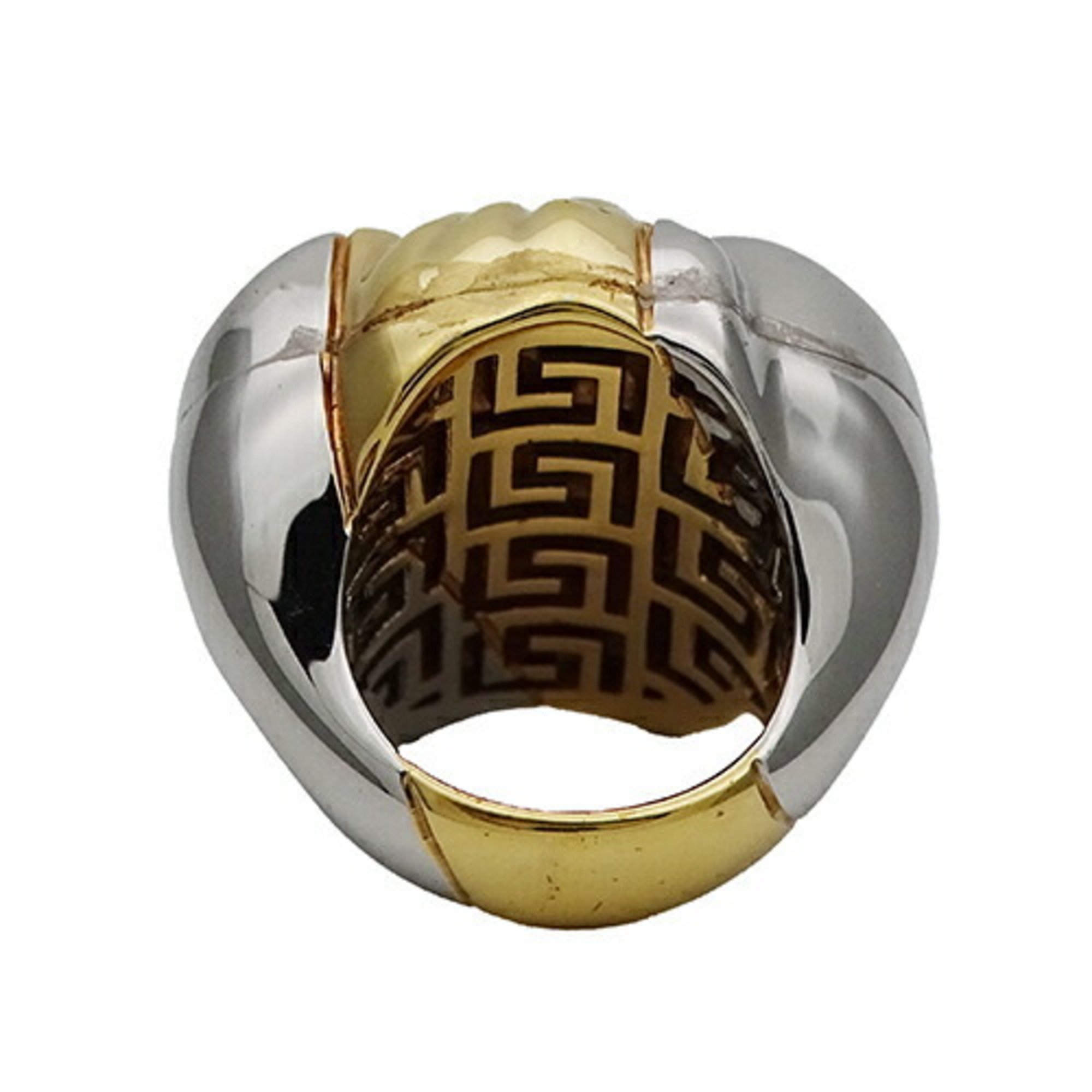 Versace VERSACE Ring Men's Medusa Palazzo Gold Silver Size 17 Heavy Impact