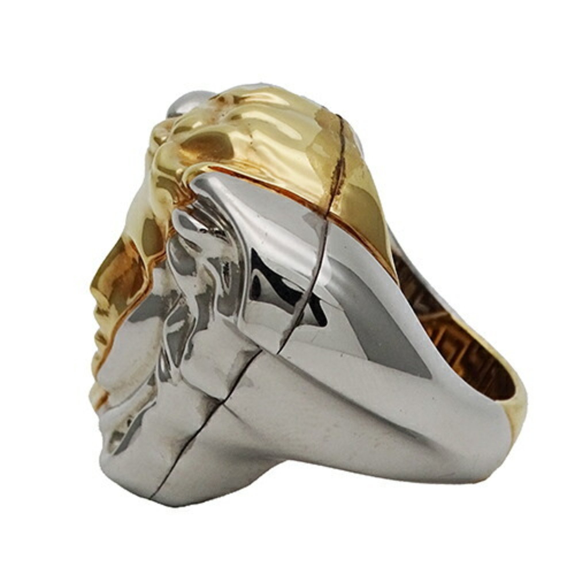 Versace VERSACE Ring Men's Medusa Palazzo Gold Silver Size 17 Heavy Impact