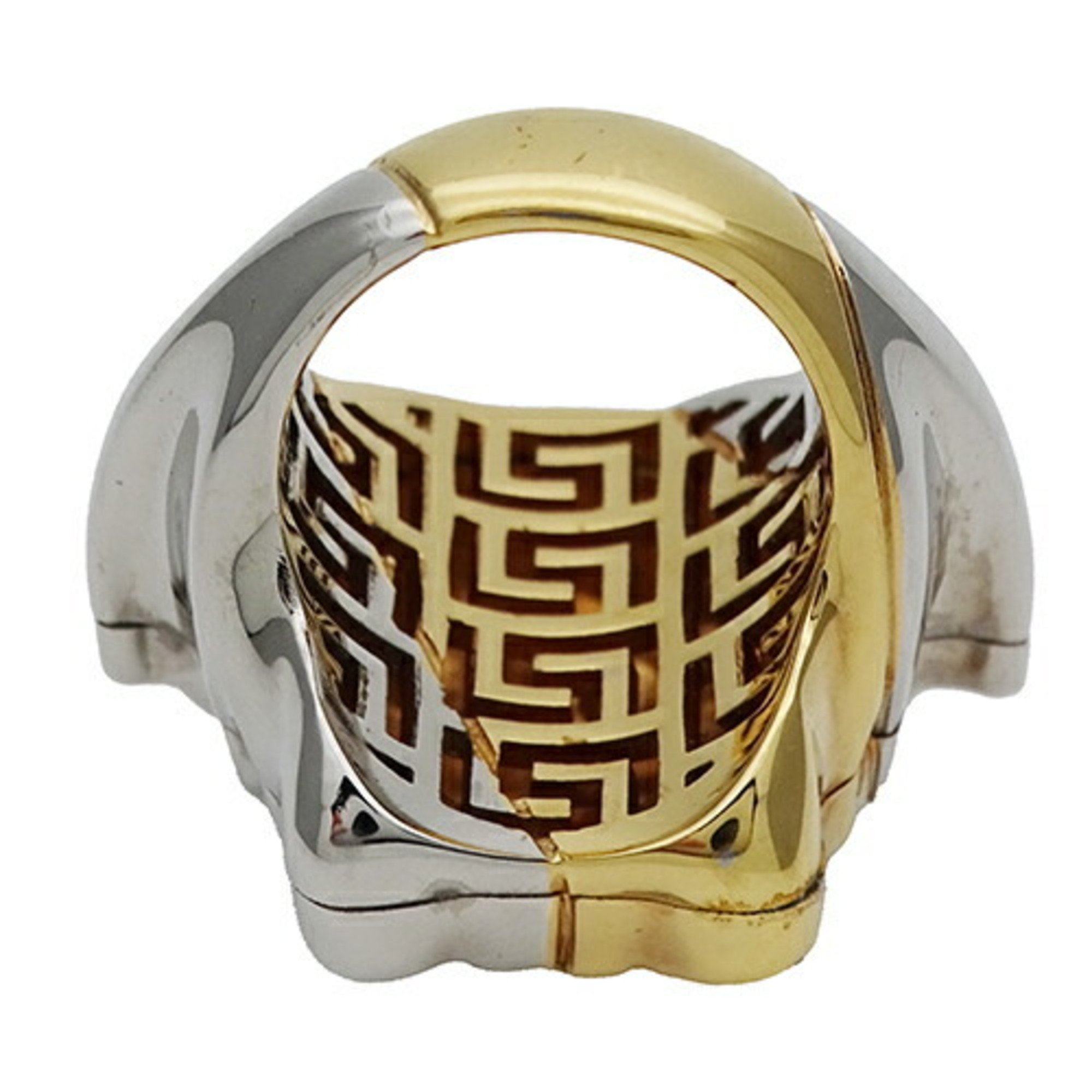 Versace VERSACE Ring Men's Medusa Palazzo Gold Silver Size 17 Heavy Impact