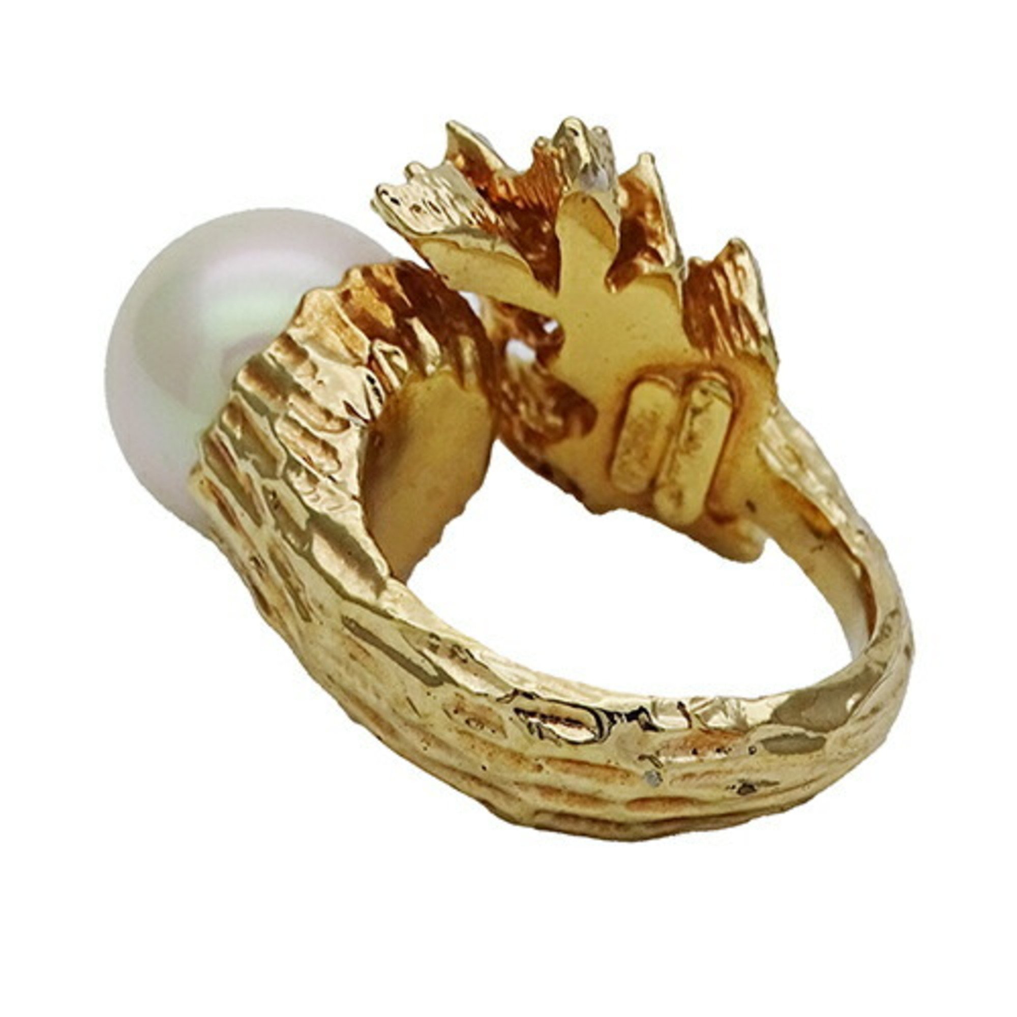 Christian Dior Dior ring for women, fake pearl, rhinestone, gold, size 13, impressive presence