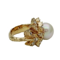 Christian Dior Dior ring for women, fake pearl, rhinestone, gold, size 13, impressive presence