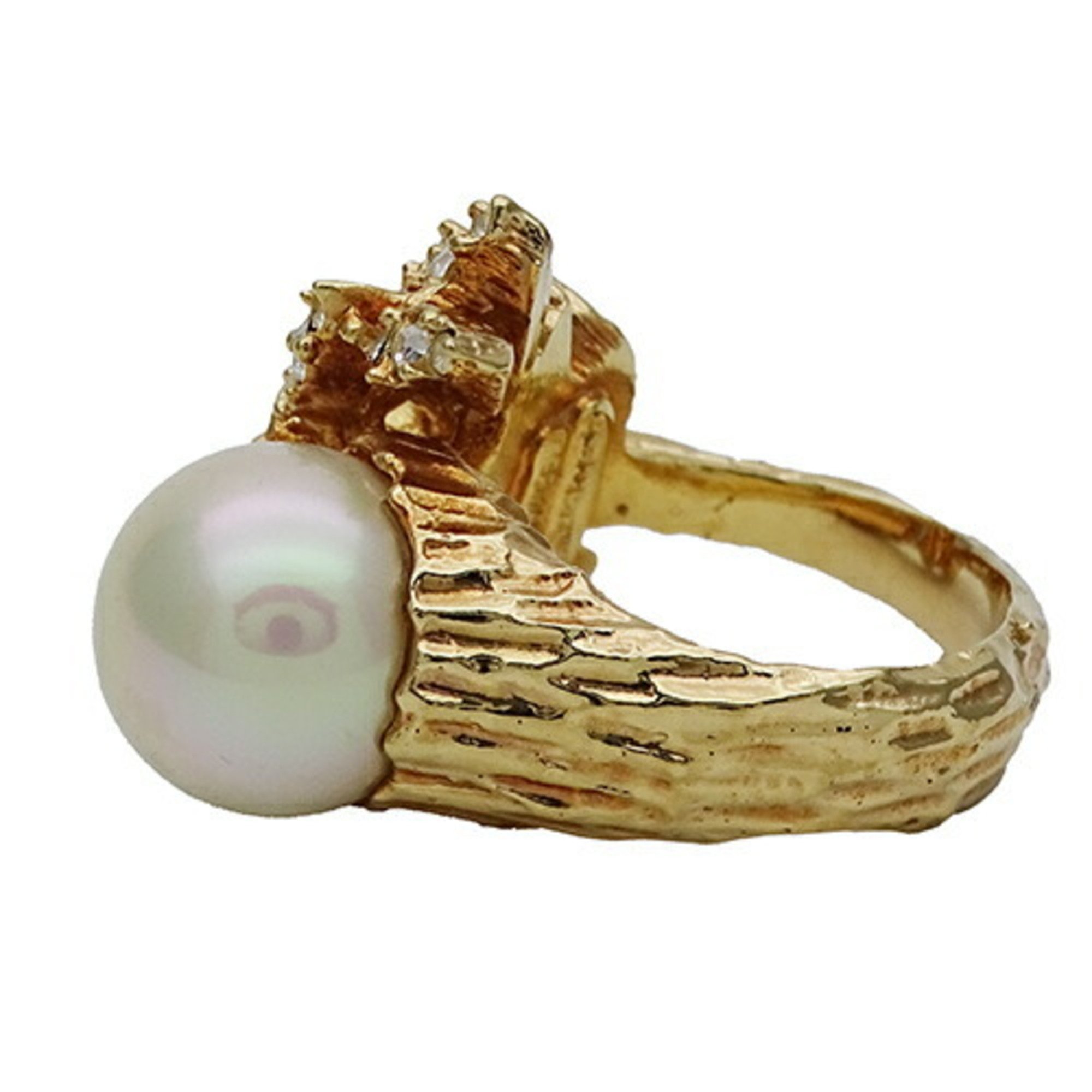 Christian Dior Dior ring for women, fake pearl, rhinestone, gold, size 13, impressive presence