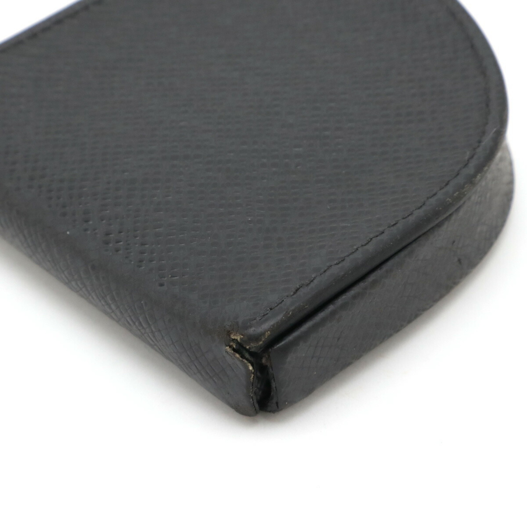 LOUIS VUITTON Taiga Porto Monnaie Cubetto Coin Case, Leather, Calfskin, Ardoise, Black, M64422