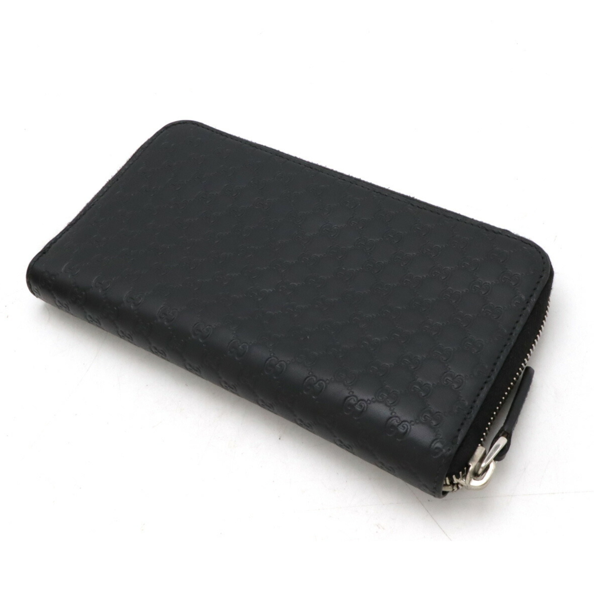 GUCCI Micro Guccissima Round Long Wallet Leather Black 544473