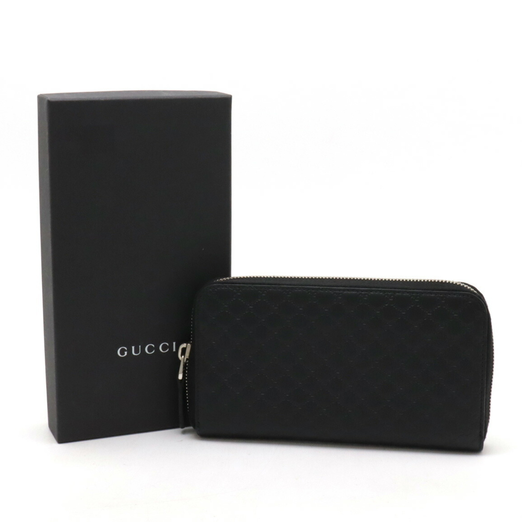 GUCCI Micro Guccissima Round Long Wallet Leather Black 544473