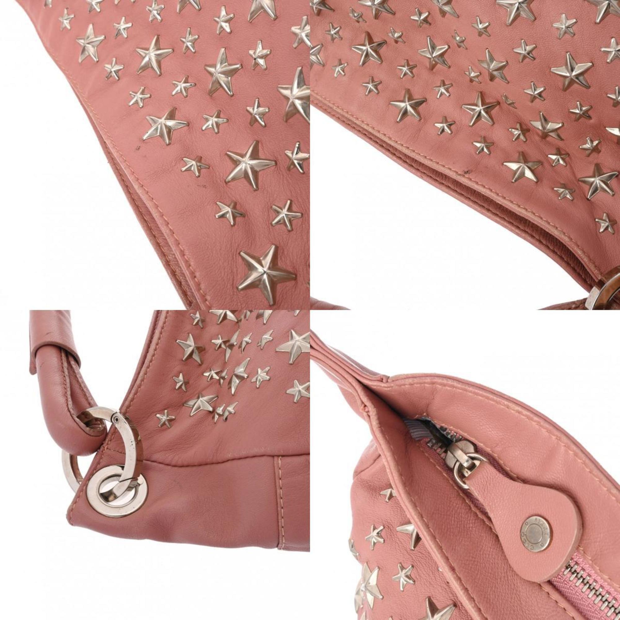 JIMMY CHOO Sky Star Studs Pink Women's Leather Shoulder Bag