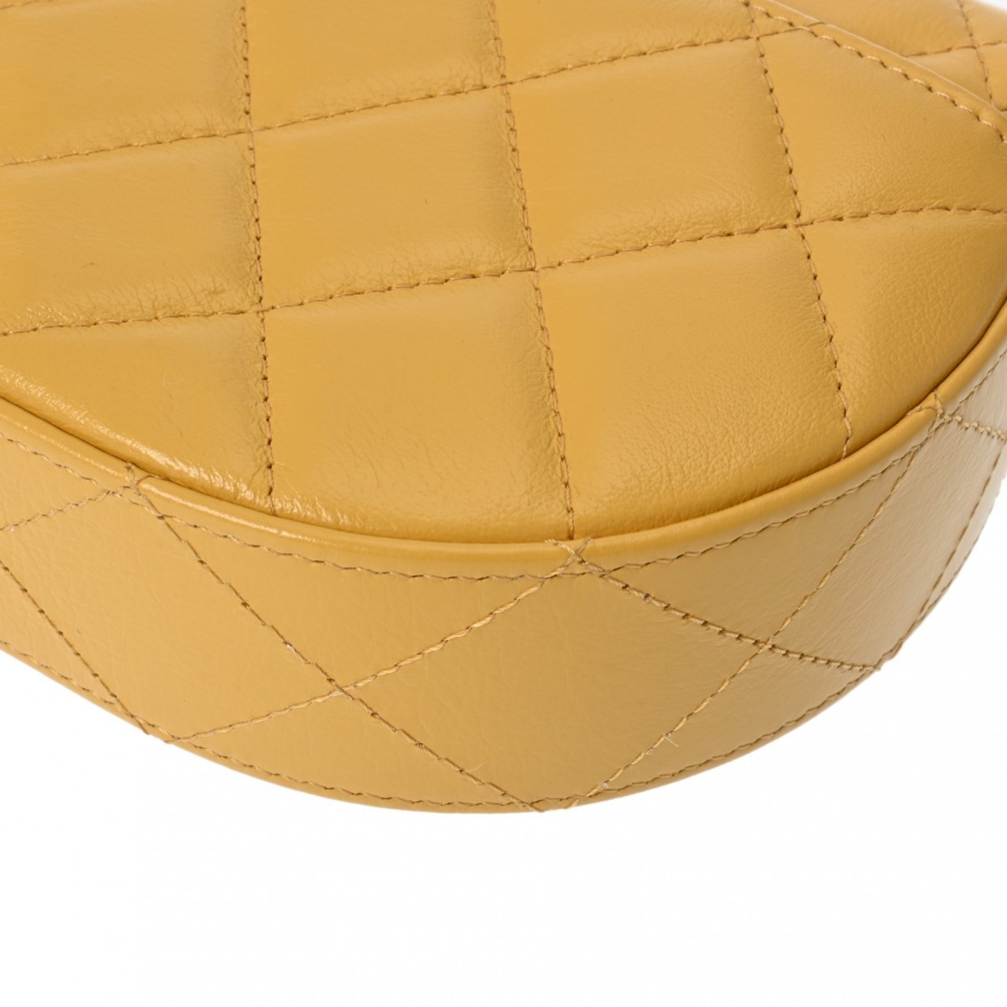 CHANEL Chanel Matelasse Chain Shoulder Yellow Women's Calfskin Bag