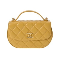 CHANEL Chanel Matelasse Chain Shoulder Yellow Women's Calfskin Bag