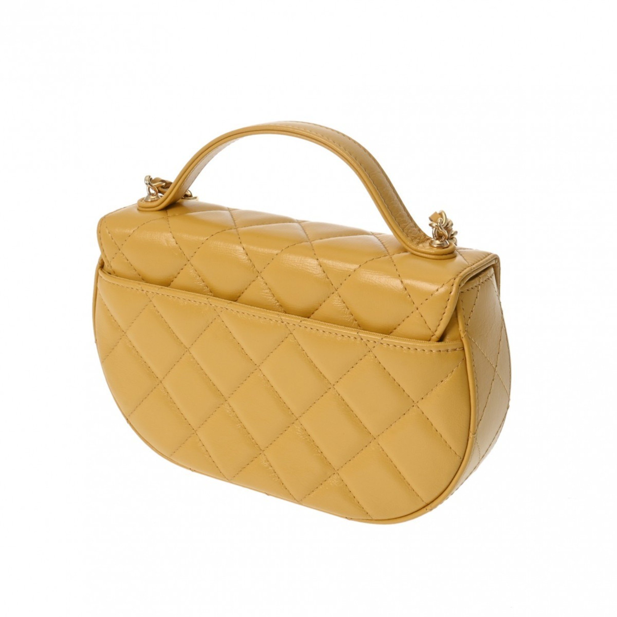 CHANEL Chanel Matelasse Chain Shoulder Yellow Women's Calfskin Bag