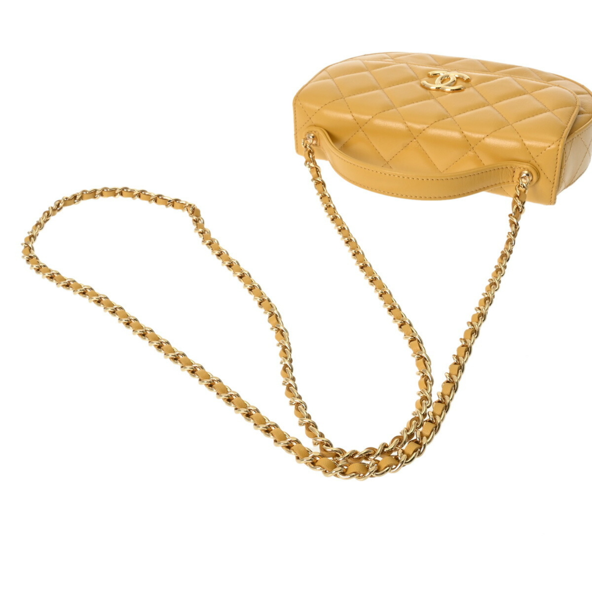 CHANEL Chanel Matelasse Chain Shoulder Yellow Women's Calfskin Bag