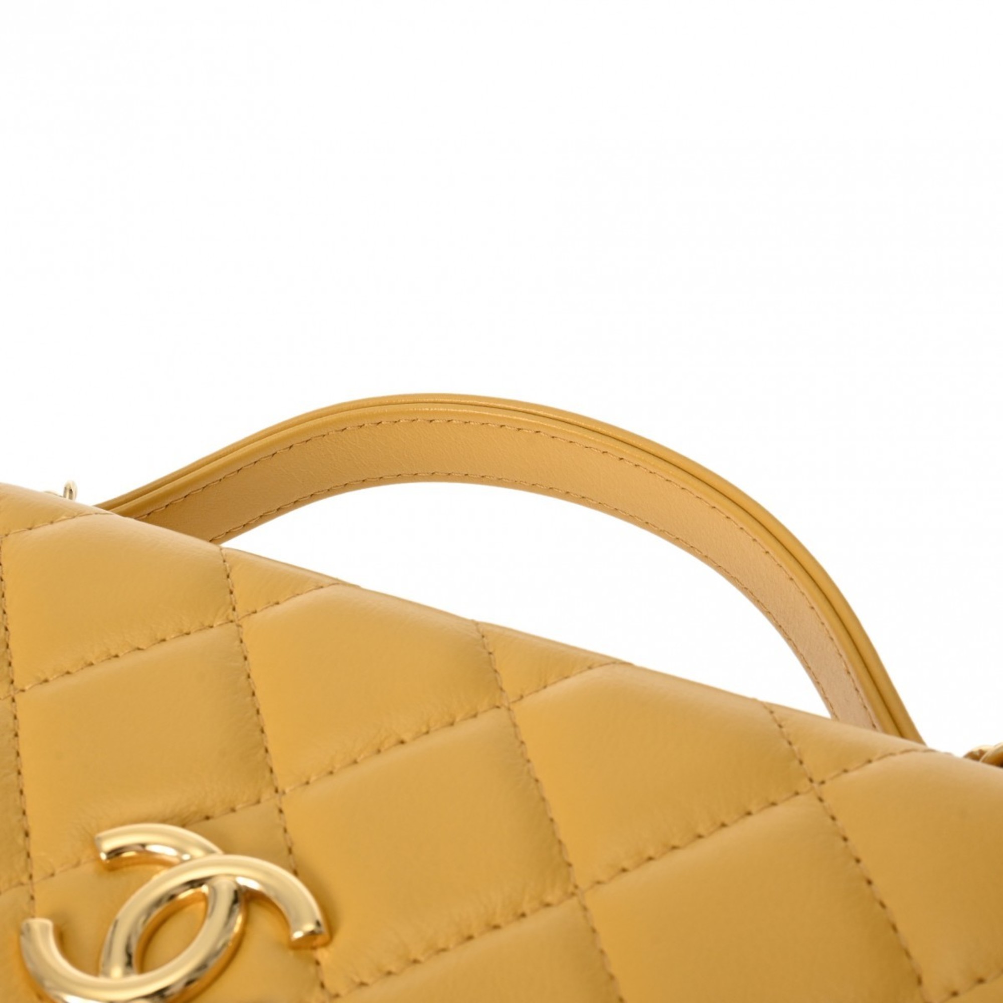 CHANEL Chanel Matelasse Chain Shoulder Yellow Women's Calfskin Bag