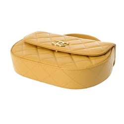 CHANEL Chanel Matelasse Chain Shoulder Yellow Women's Calfskin Bag