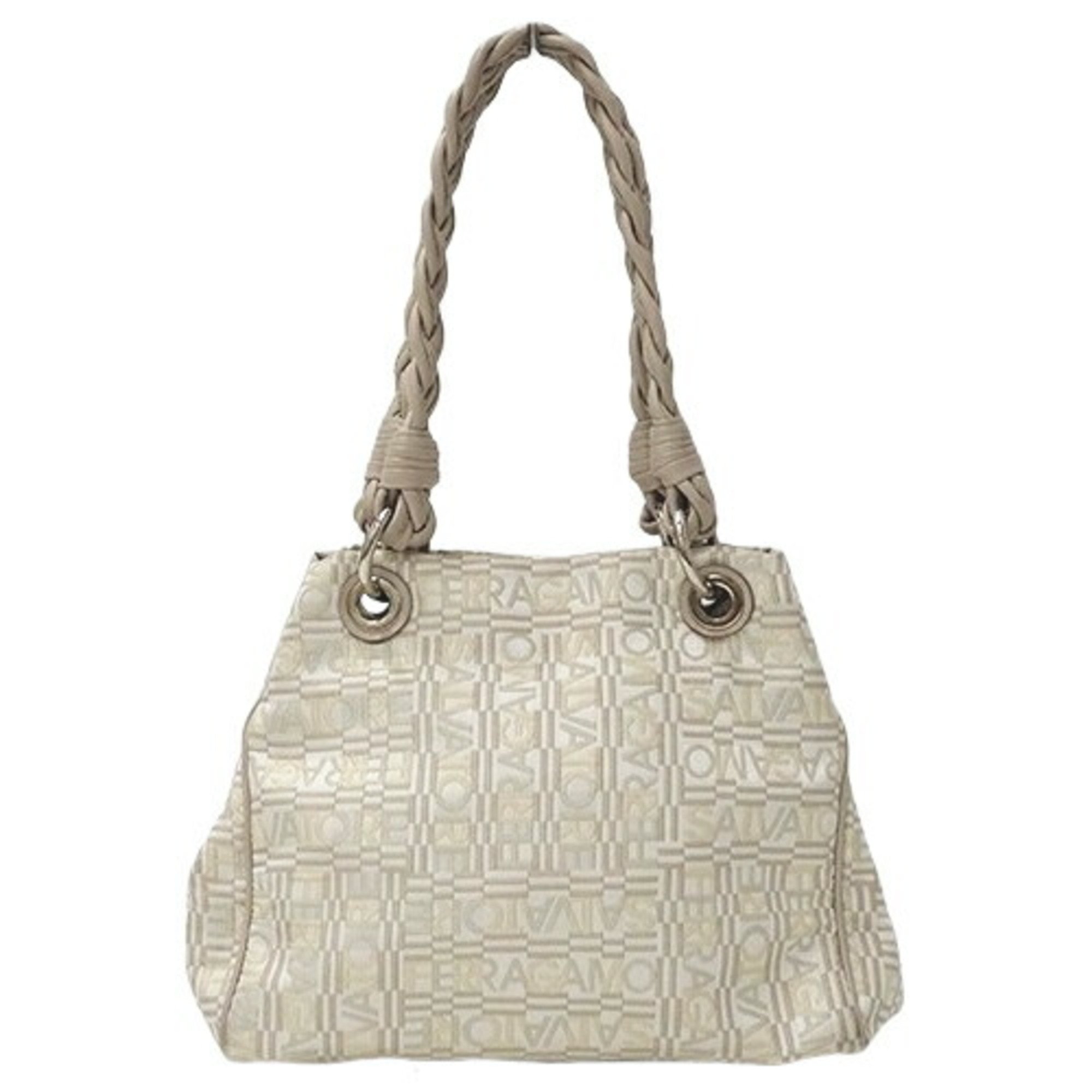 Salvatore Ferragamo Ferragamo Bags for Women Handbags Tote Canvas Beige White Compact