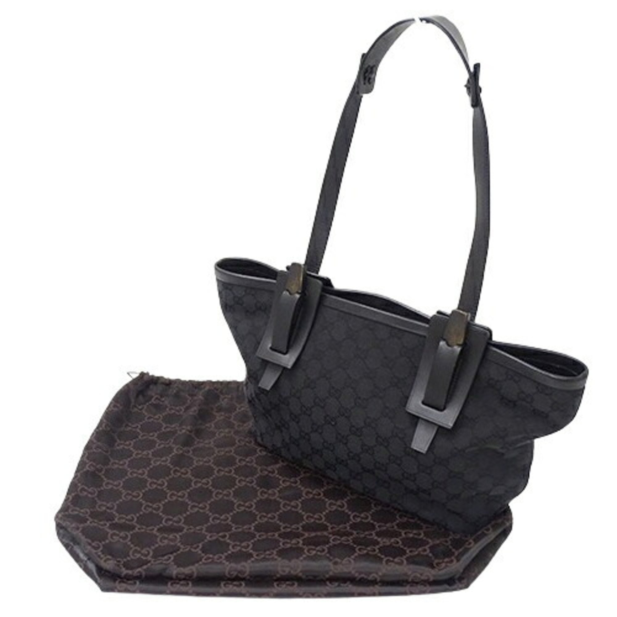 GUCCI Bag Women's Tote Shoulder GG Canvas Black 106241