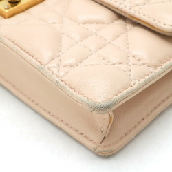 Christian Dior Addict Cannage Chain Wallet Clutch Bag Leather Baby Pink