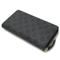 GUCCI GG Supreme Zip Around Wallet Round Long Snake PVC Dark Gray Black Red 451273