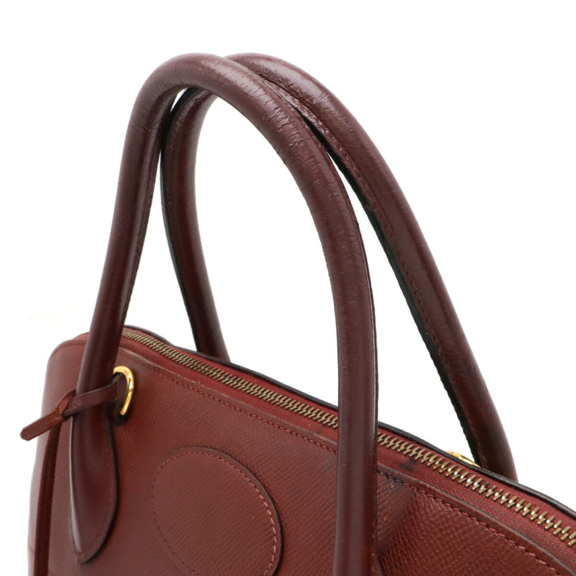 HERMES Bolide 37 handbag leather Bordeaux red