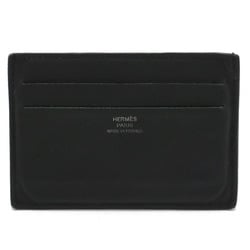 HERMES Citizen Twill Card Case Business Holder Pass Leather Silk Black Y Stamp