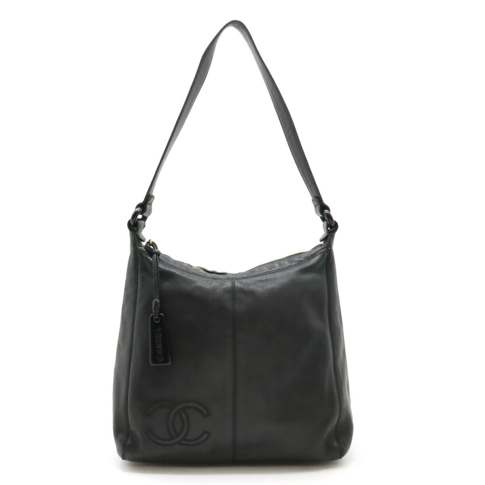 CHANEL Coco Mark Shoulder Bag Leather Black