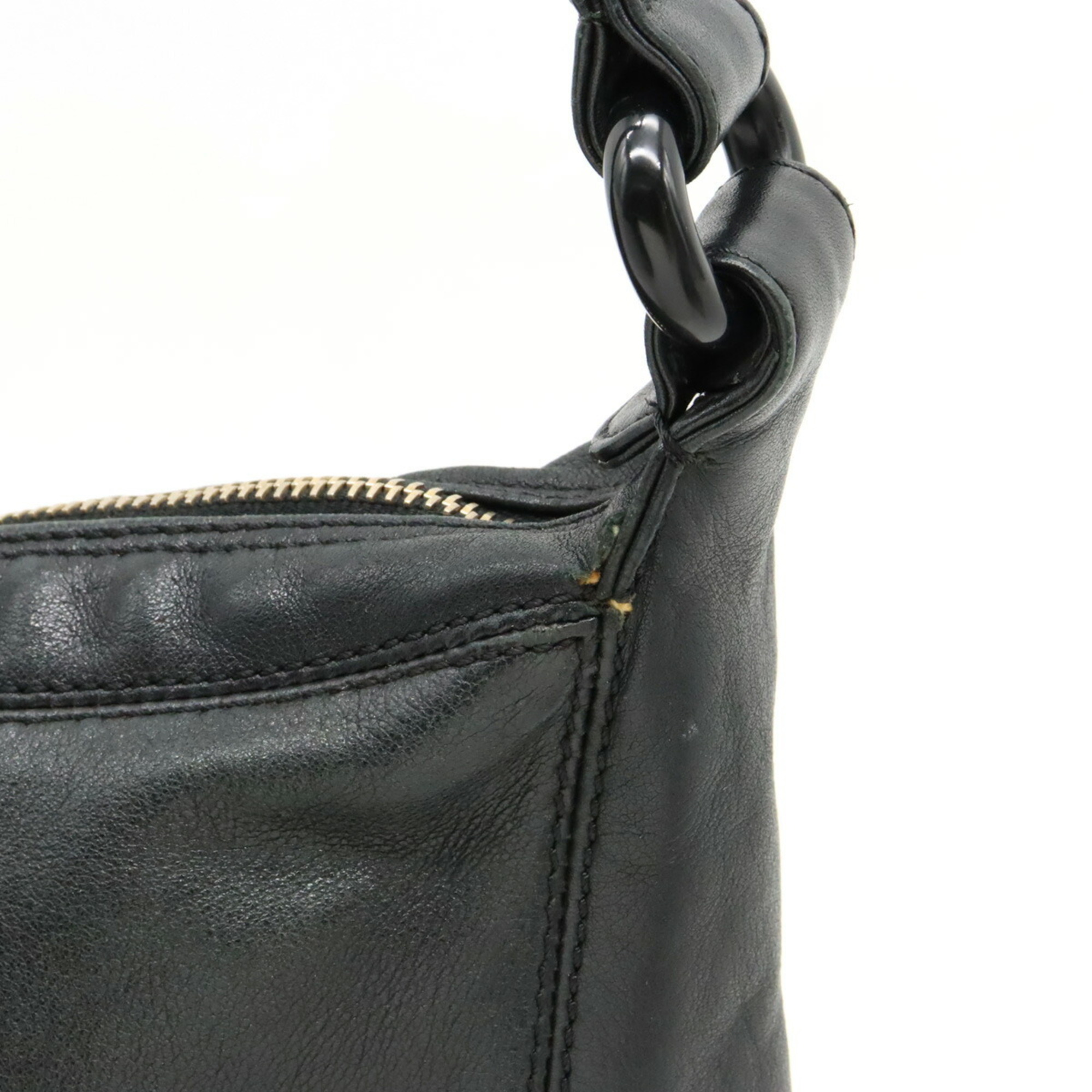 CHANEL Coco Mark Shoulder Bag Leather Black