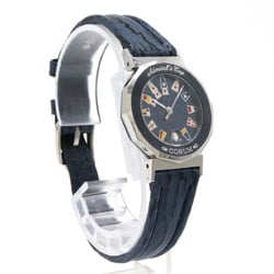 CORUM Admiral's Cup Gun Blue Navy Dial Stainless Steel Leather Strap Date Women's Quartz Watch 39.610.30 V050