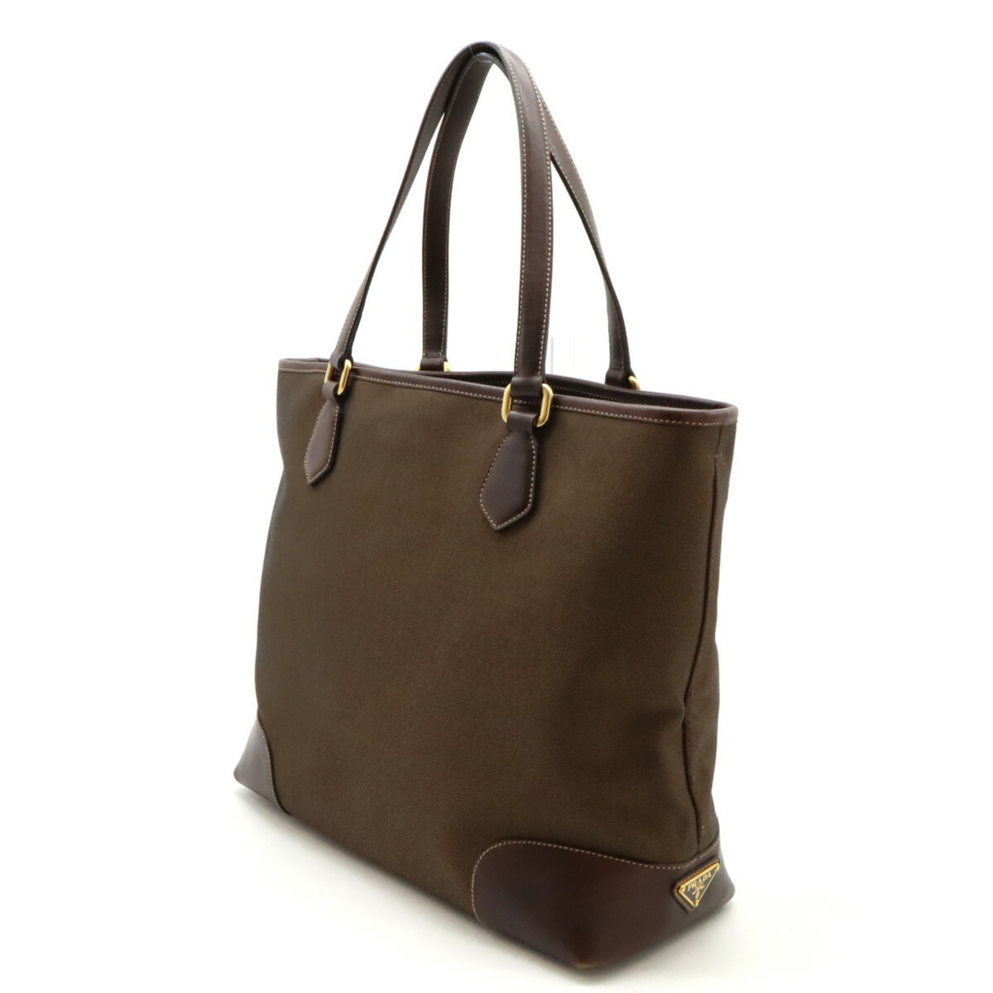 PRADA Prada Jacquard Tote Bag Shoulder Canvas Leather BRUCIATO Dark Brown Purchased at a domestic boutique BR3413