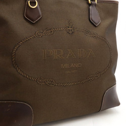 PRADA Prada Jacquard Tote Bag Shoulder Canvas Leather BRUCIATO Dark Brown Purchased at a domestic boutique BR3413