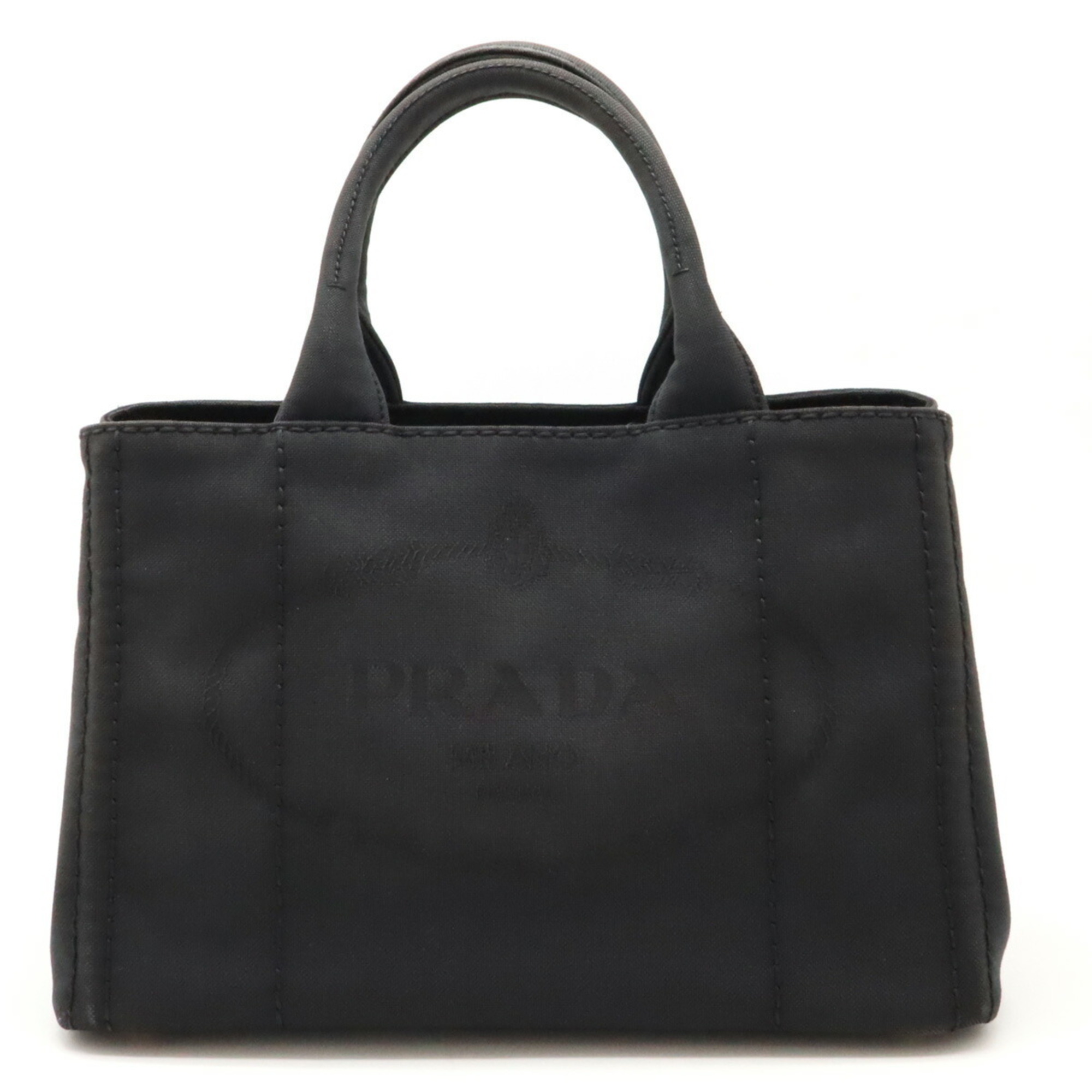 PRADA CANAPA Tote Bag Handbag Canvas NERO Black Shoulder 1BG439