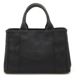 PRADA CANAPA Tote Bag Handbag Canvas NERO Black Shoulder 1BG439