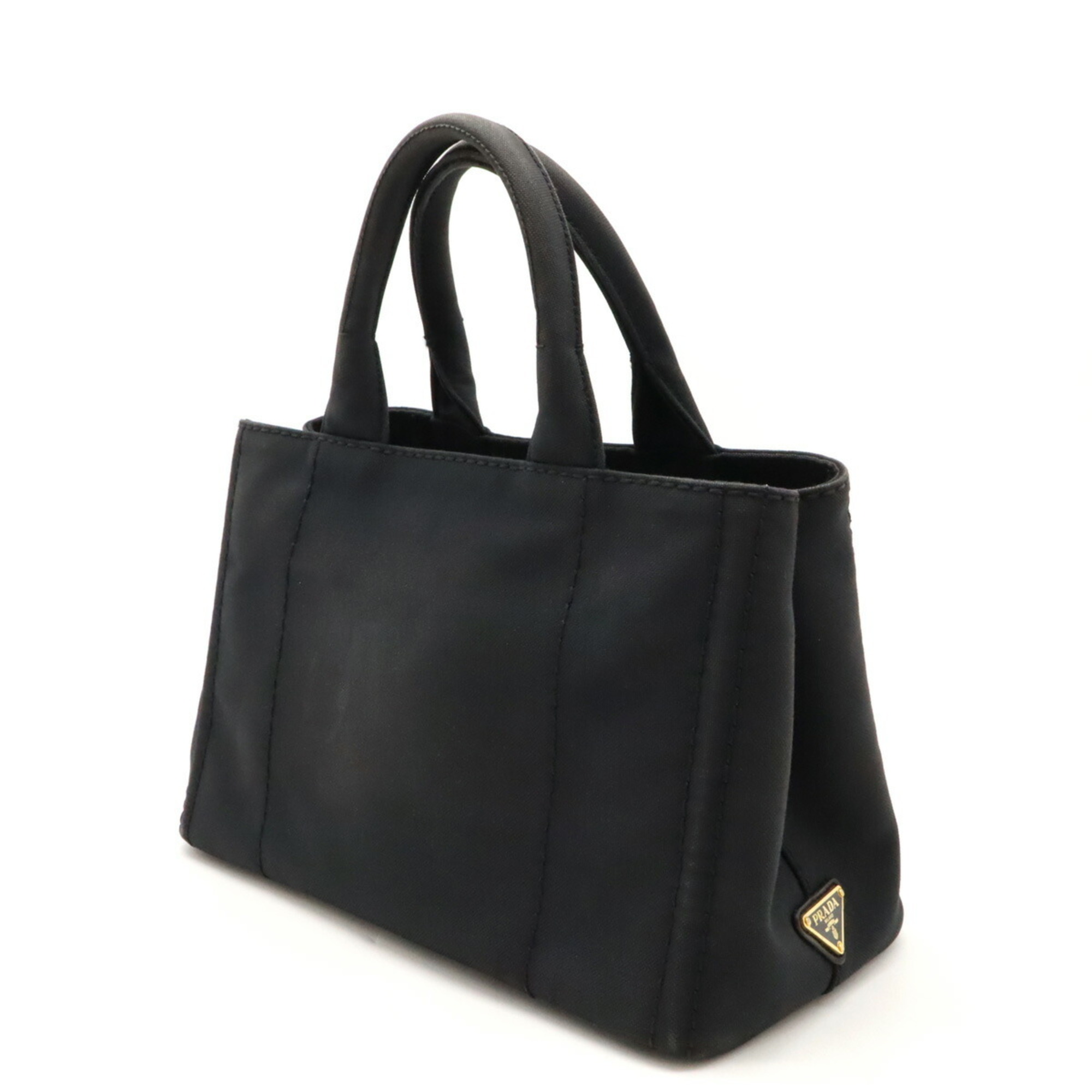 PRADA CANAPA Tote Bag Handbag Canvas NERO Black Shoulder 1BG439