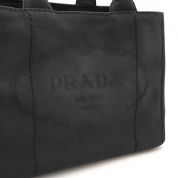 PRADA CANAPA Tote Bag Handbag Canvas NERO Black Shoulder 1BG439