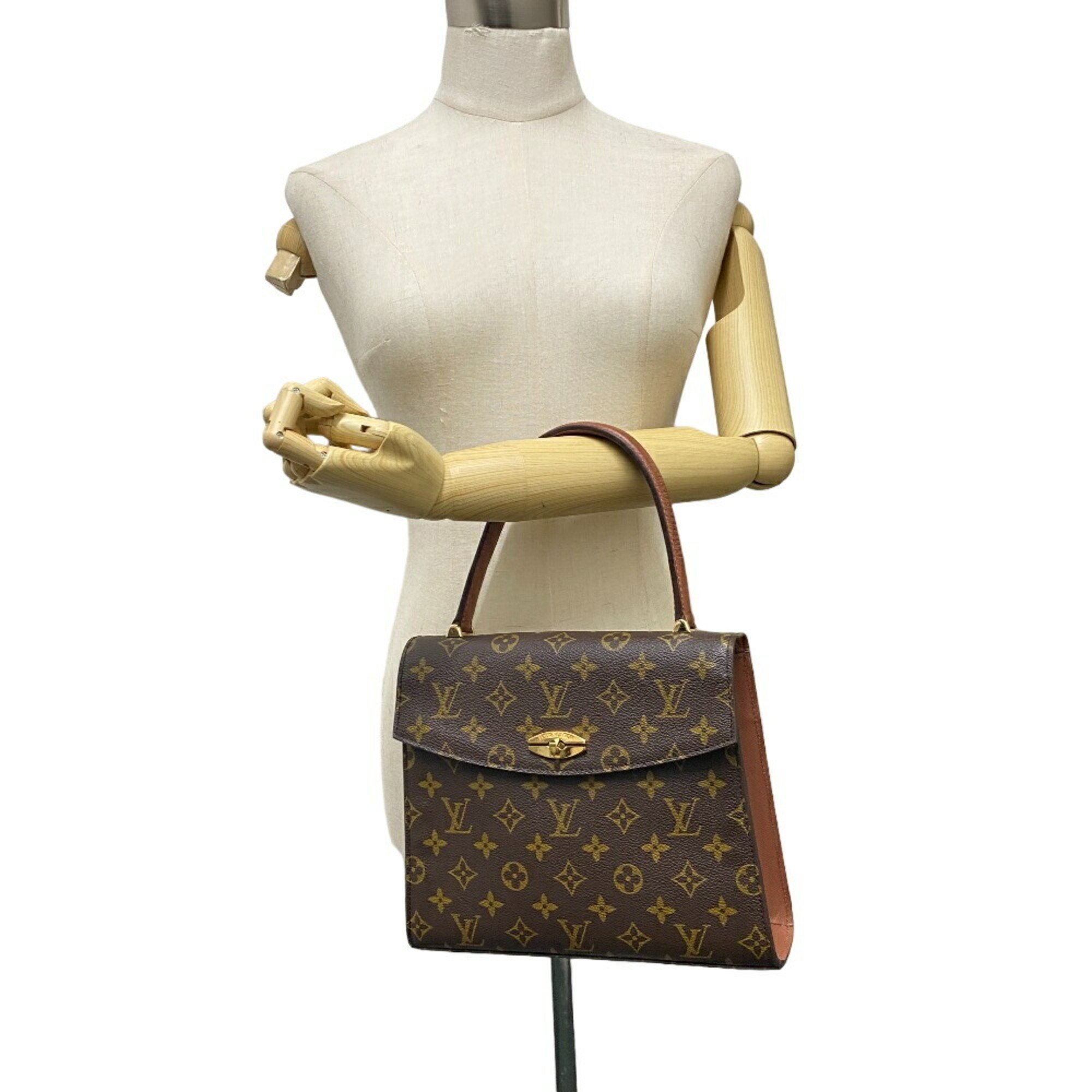 LOUIS VUITTON M51379 Malezerbes Monogram Handbag Brown Women's