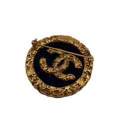 CHANEL 93A Coco Mark Brooch Black Unisex