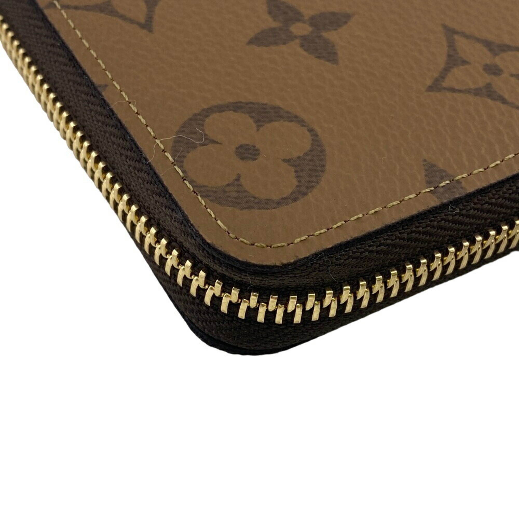 LOUIS VUITTON M82336 Portefeuille Clemence Round Monogram Reverse Long Wallet Brown Women's