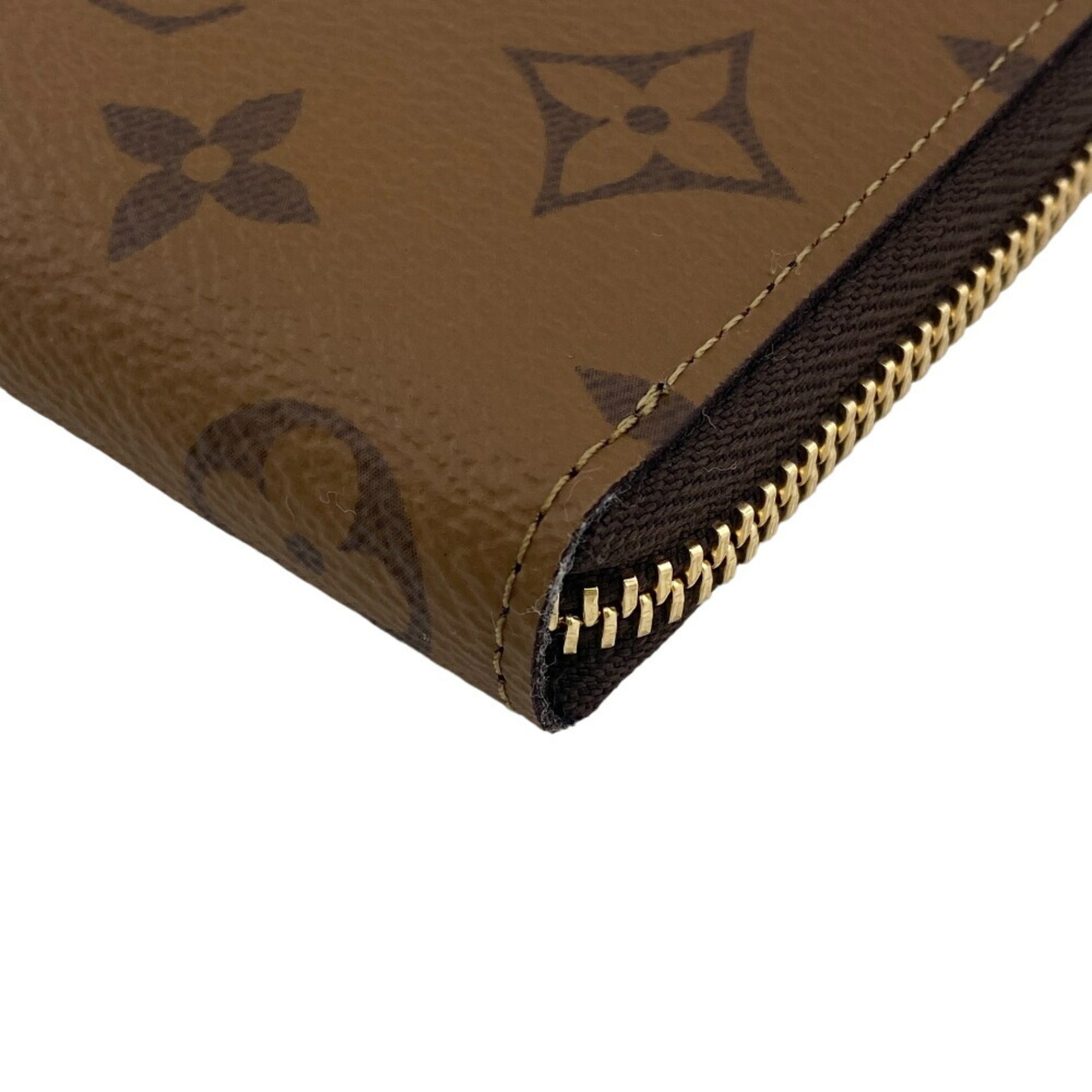 LOUIS VUITTON M82336 Portefeuille Clemence Round Monogram Reverse Long Wallet Brown Women's