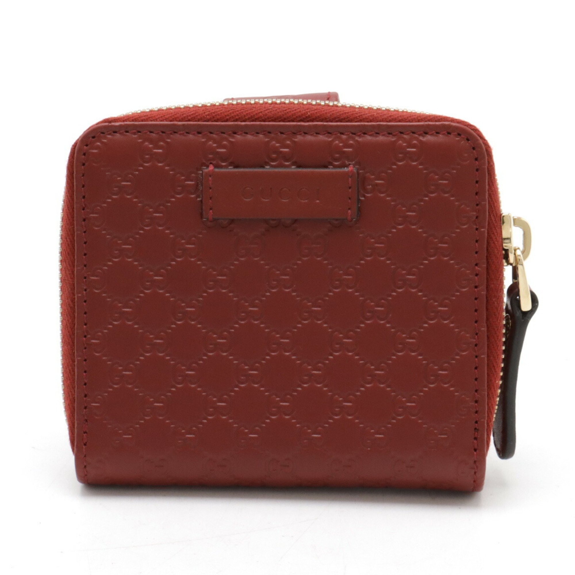 GUCCI Micro Guccissima Compact Wallet Round Bi-fold Leather Red 449395