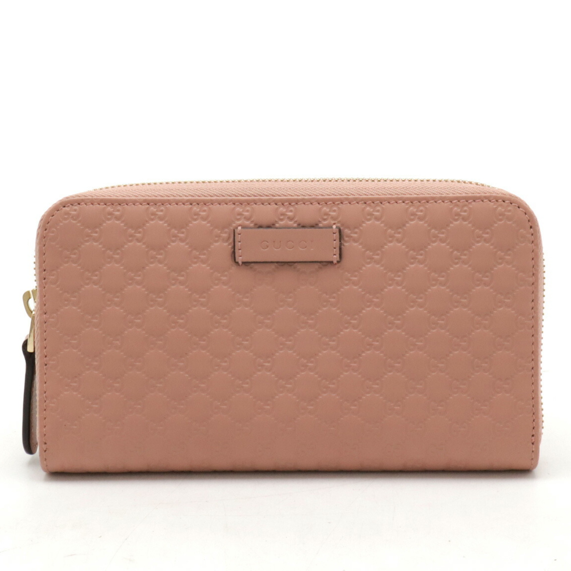 GUCCI Micro Guccissima Round Long Wallet Leather Pink 449391