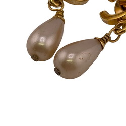 CHANEL Turnlock 96P Coco Mark Fake Pearl Earrings Gold Women's