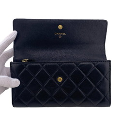 CHANEL Coco Mark Matelasse Long Wallet Black Women's